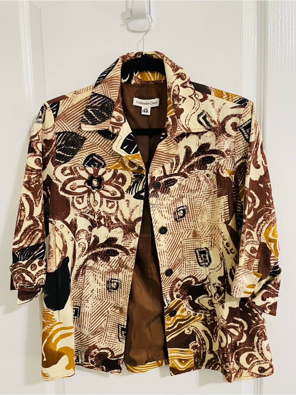 Coldwater Creek Brown Cream and Pattern Blazer